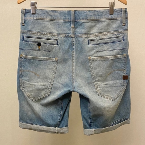 G-Star Raw Size 29 D-Staq 3D Denim Shorts Mens 33x10 Button Fly Light Wash - Picture 13 of 15